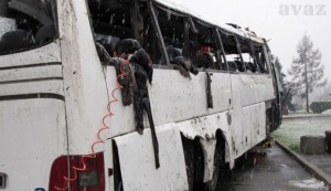Autobus koji je prevozio studente nakon nesreće; Foto: Avaz