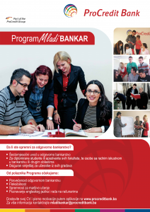 Poziv na učešće u "Programu Mladi Bankar" ProCredit Bank BiH