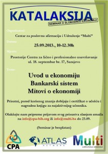 Poziv na seminar: "Katalaksija – ekonomija u jednoj lekciji"