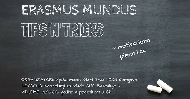 Vijeće mladih Stari Grad Otvorene prijave za predavanje na temu Erasmus Mundus Tips n Tricks