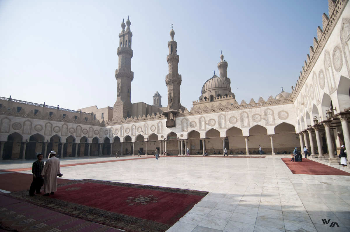 Cairo Al Azhar mosque prayer rugs minarets