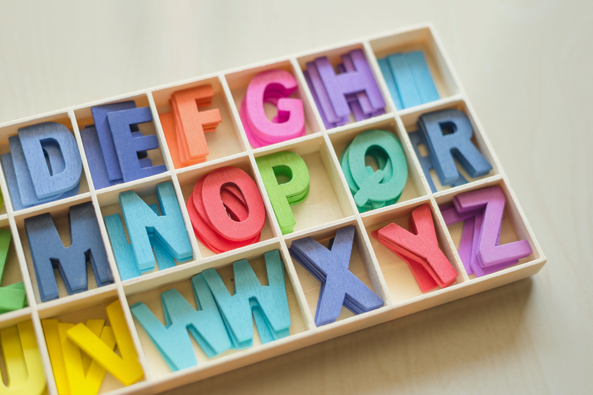 colorful wooden alphabet box set