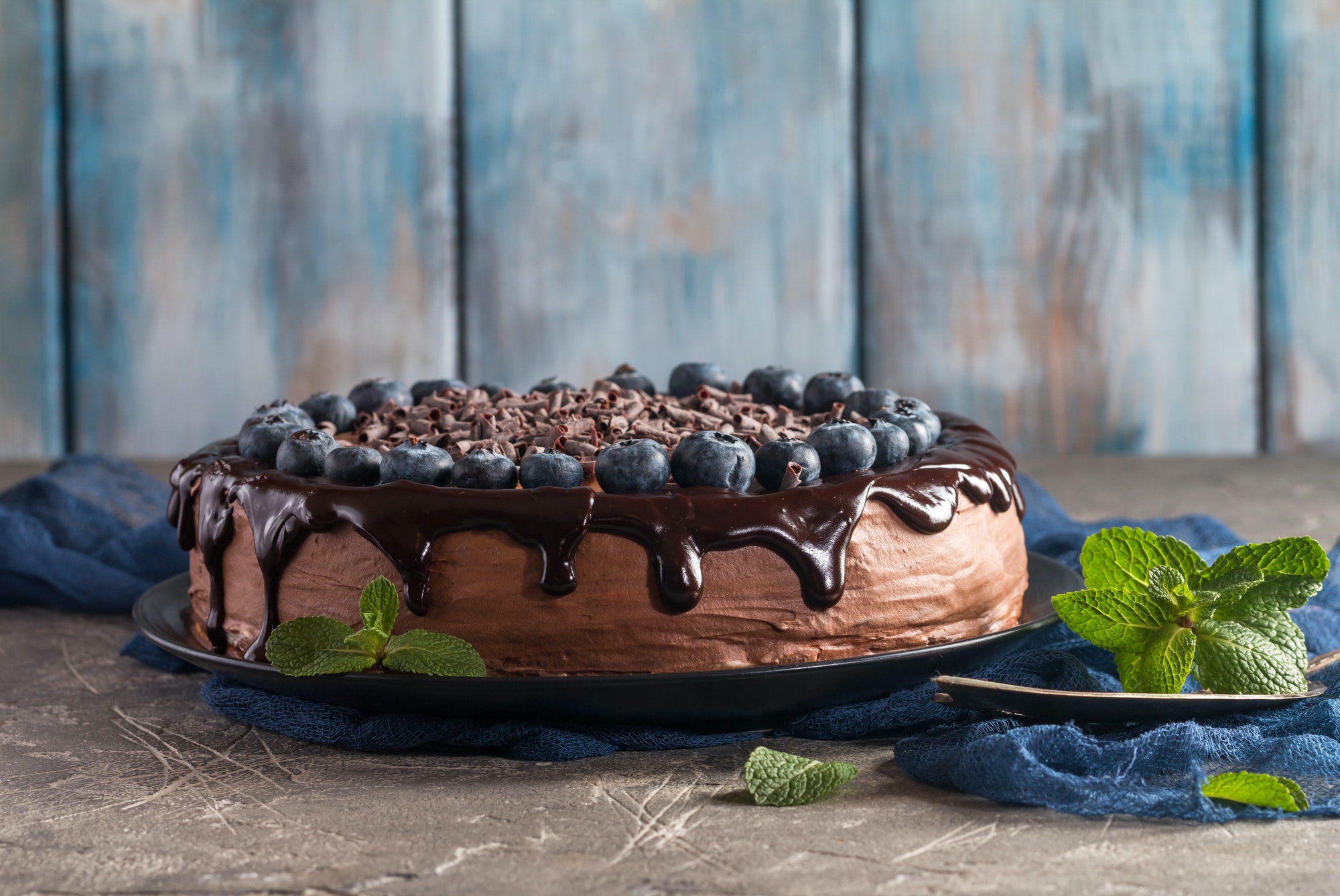 chocolate cake with blueberry