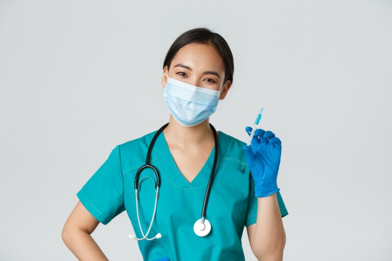 covid 19 coronavirus disease healthcare workers concept smiling cheerful asian doctor nurse in