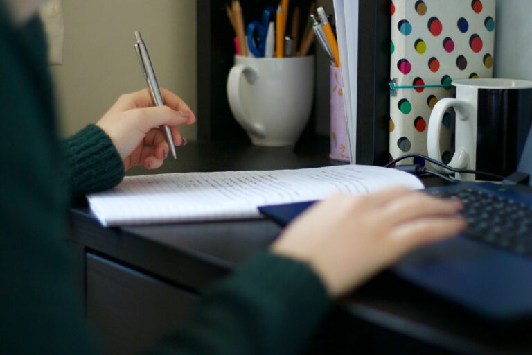 Student working at a desk.