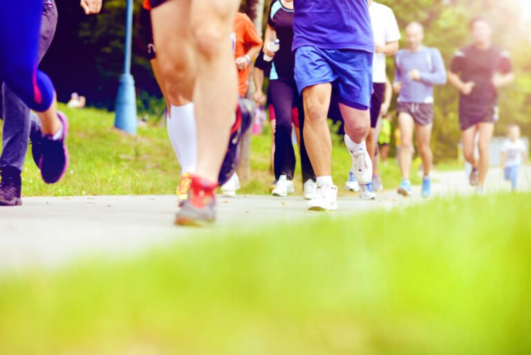 Unidentified marathon racers running