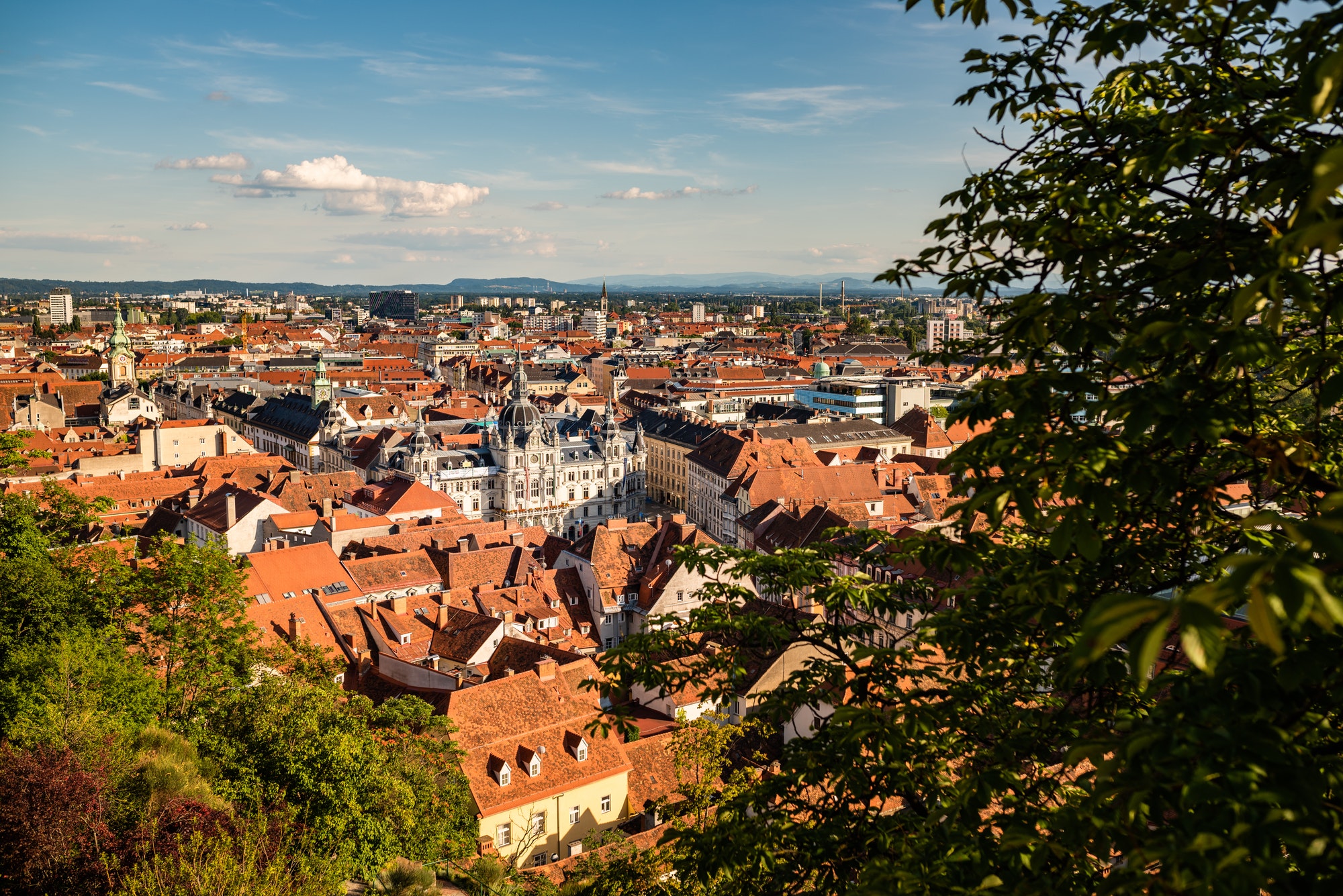 top view on the town hall from the castle hill in graz city traveling austria