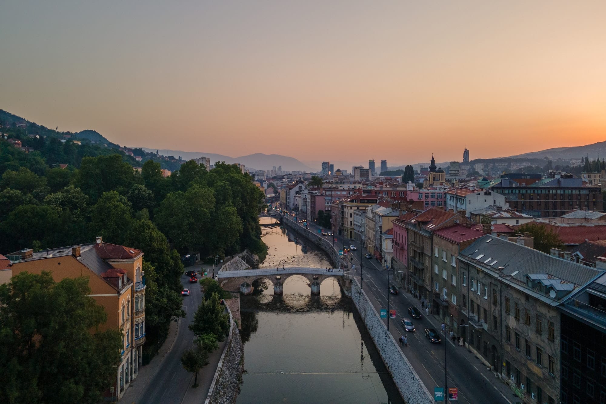 View of the historic center of Sarajevo, Bosnia and Herzegovina