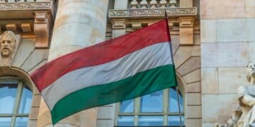 Budapest Hungary, Hungarian flag closeup