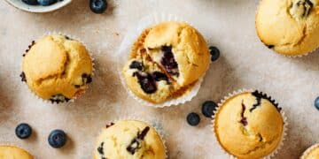 Muffins with blueberries and fresh berries