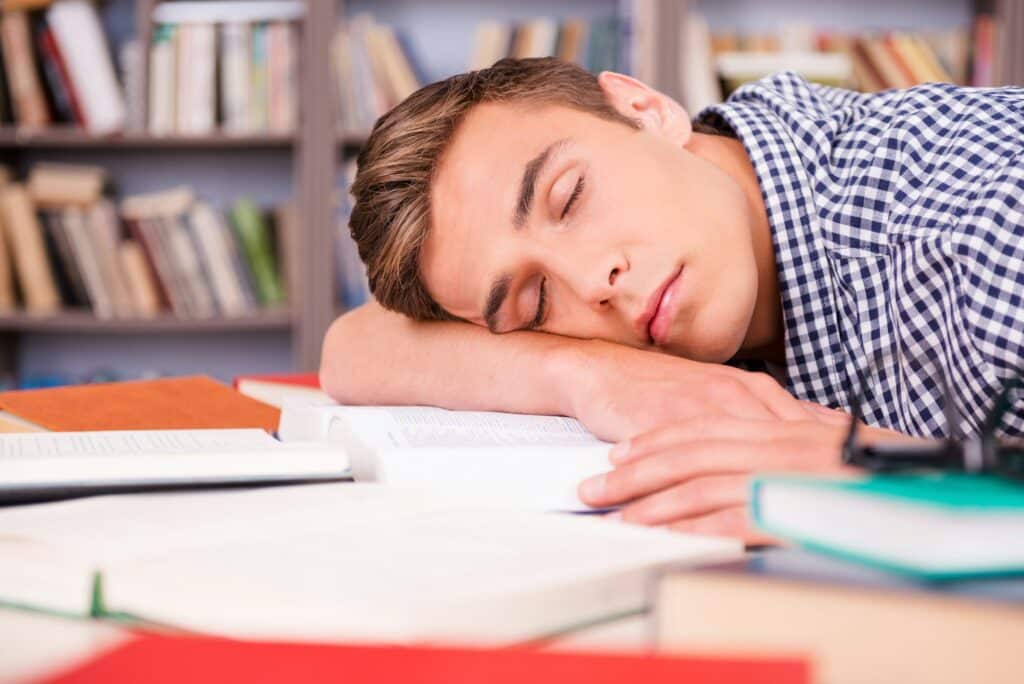 sleeping in library