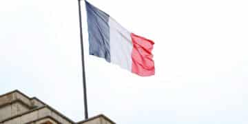 flag of france in the wind