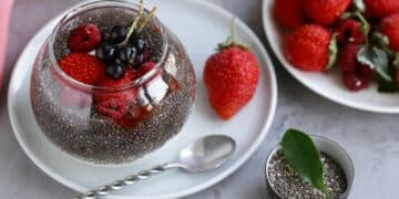 chia pudding with berries